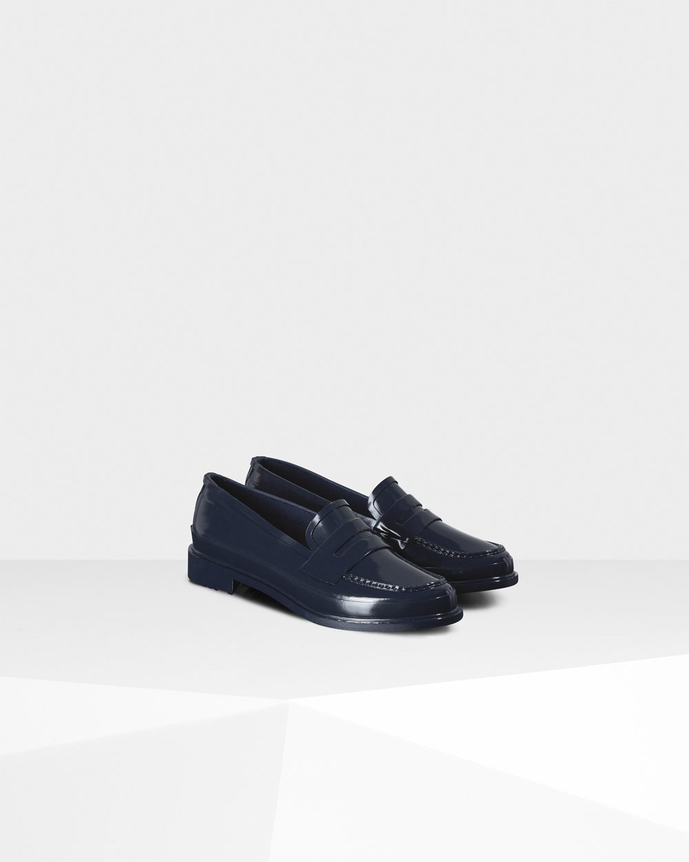 Hunter Loafers Marineblå - Dame Original Gloss Penny - Norge VPNEDK-038